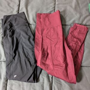 Fabletics Black and Red Leggings Set